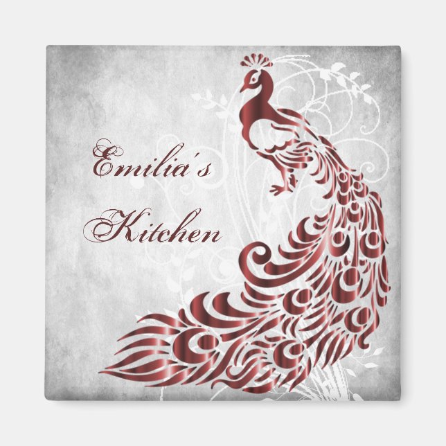 Red Peacock Personlig Magnet (Framsidan)