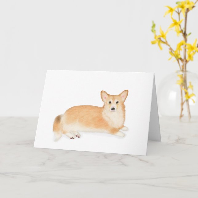 Red Pembroke Welsh corgi blank-kort Kort (Gul blomma)
