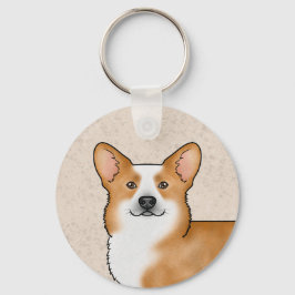 Red Pembroke Welsh Corgi Cute Hund Head Porträtt Nyckelring