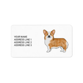 Red Pembroke Welsh Corgi Hund med Anpassningsbar T Adressetikett