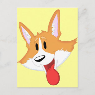 Red Pembroke Welsh Corgi Tecknad Postcard Vykort
