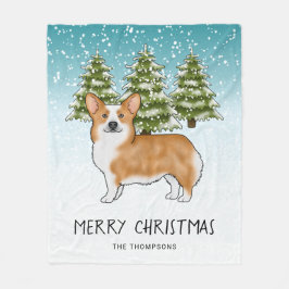 Red Pembroke Welsh Corgi Winter Forest jul jul Fleecefilt