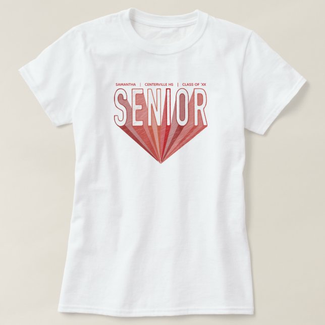 Red Pencil Sketch Senior Radior Brev T Shirt (Design framsida)