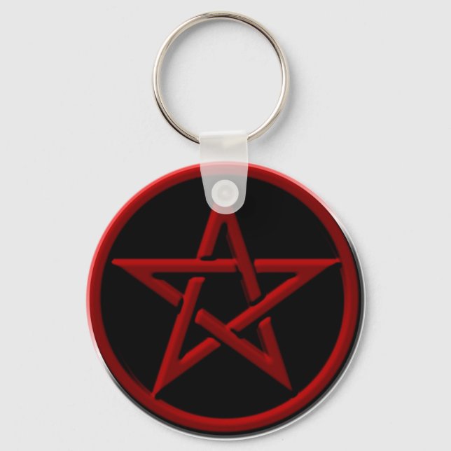 Red Pentagram Keychain Nyckelring (Framsida)