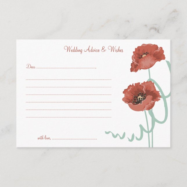 Red Peonies Bröllop Advise & Önskemål Card Rådkort (Framsida)