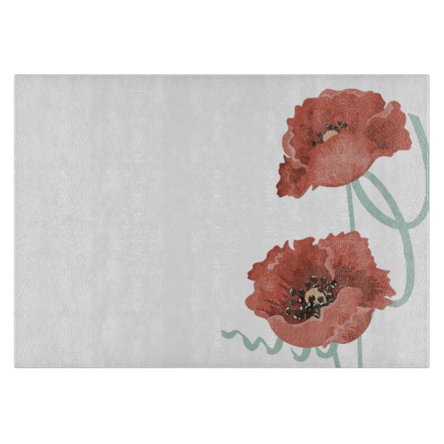 Red Peonies Glass Caking Board (Framsidan)