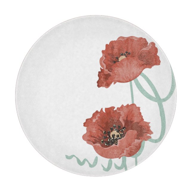 Red Peonies Glass Caking Board (Framsidan)