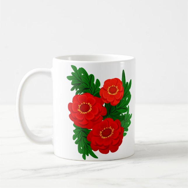 Red Peonies Kaffemugg (Vänster)