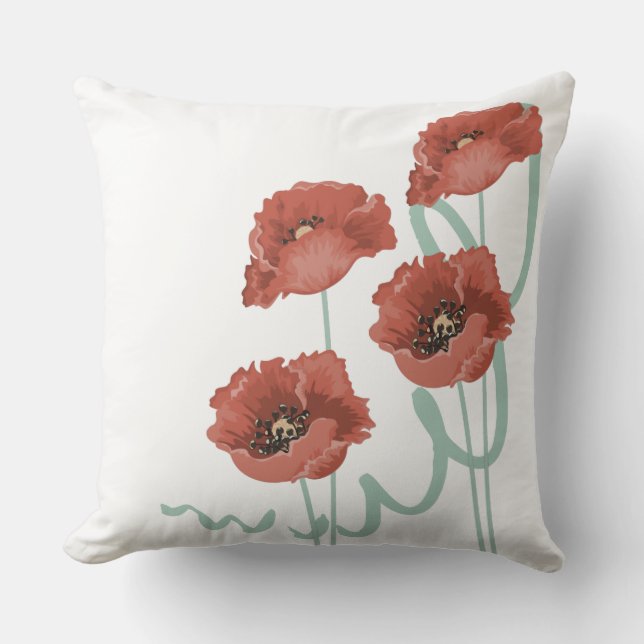 Red Peonies Pillow Kudde (Framsida)