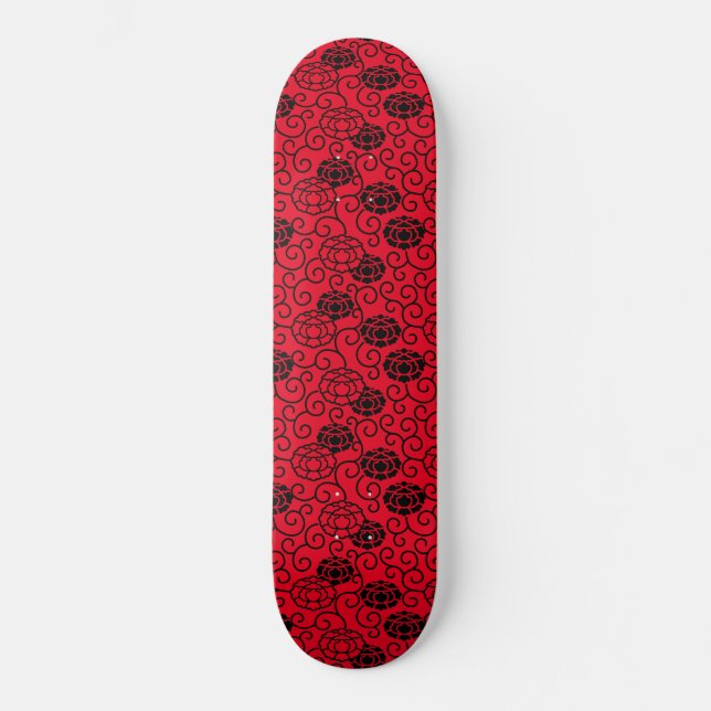 Red Peonies Skateboard (Framsida)