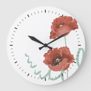 Red Peonies Wall Clock Stor Klocka