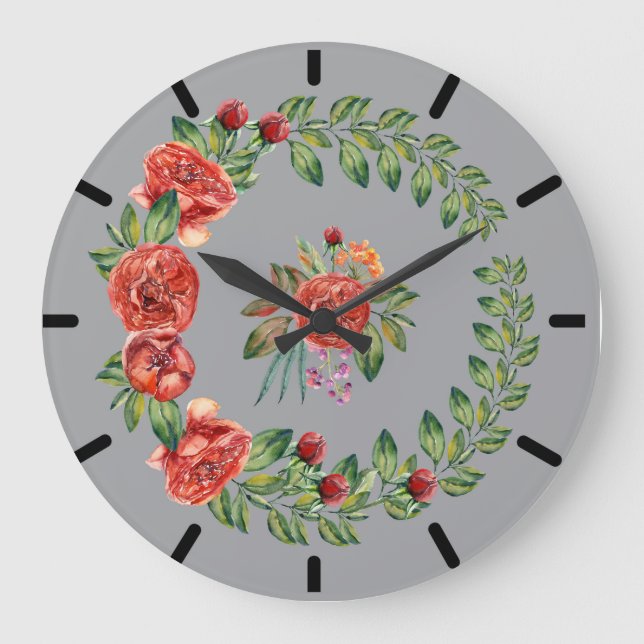 Red Peonies Wandeans Clock Stor Klocka (Framsida)