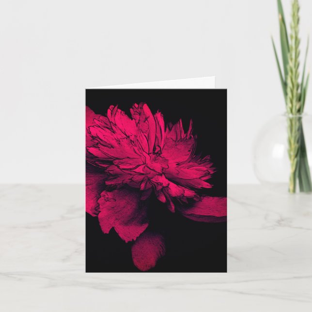 Red Peony Blommigt Art Anpassade Note Card Tack Kort (Framsida)