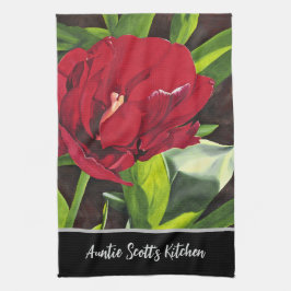 Red Peony Blommigt Kökshandduk