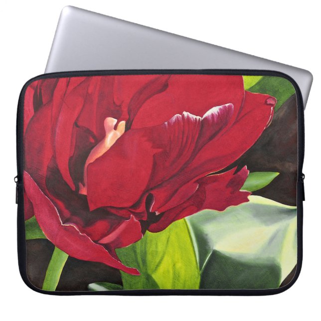 Red Peony Blommigt Laptop Fodral (Framsidan)