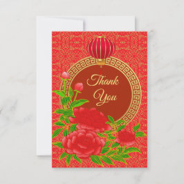 Red Peony Chinese Stil Tack Kort