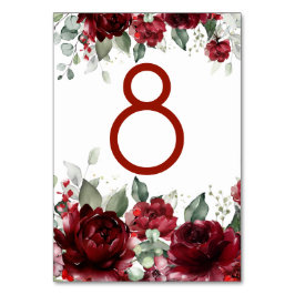 Red Peony Epiphany Bröllop Bordsnummer Card