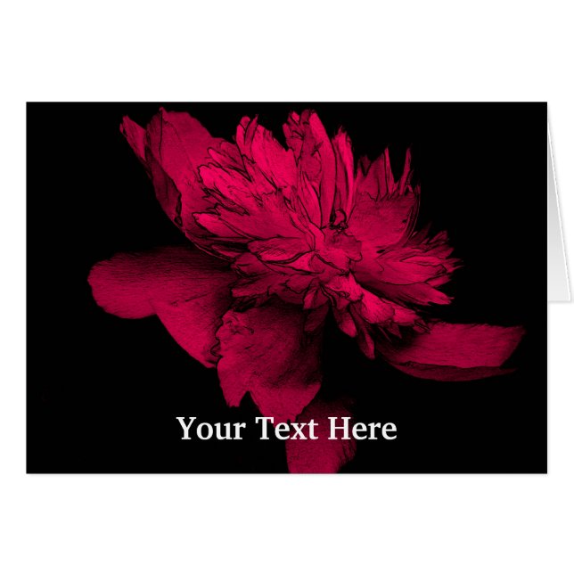 Red Peony Flower Art Photo Card Hälsningskort (Framsidan Horizontal)