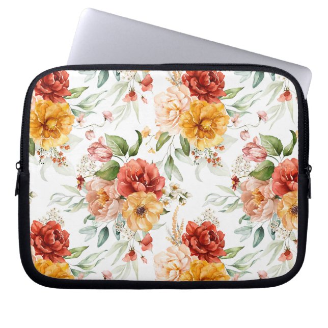 Red Peony Flower Bouquet Mönster Laptop Fodral (Framsidan)