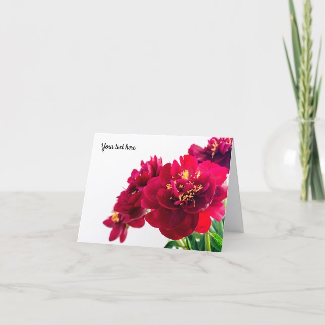 Red Peony Foleting Card Kort (Framsida)
