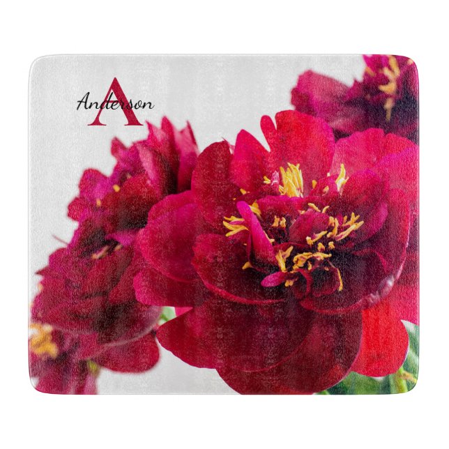 Red Peony Glass choppboard (Framsidan)