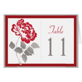 Red Peony på White med Taupe Bordsnummer Card Hälsningskort