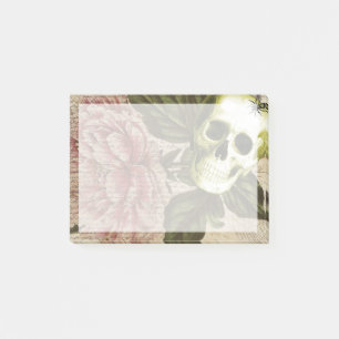 Red Peony Steampunk Skull Ephemera Post-it Block