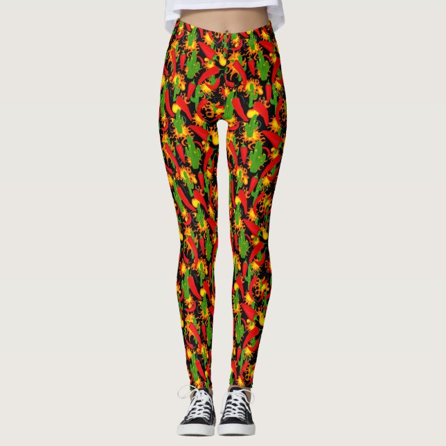 Red Pepper Chili Cook av Roligt Foodie Leggings (Framsida)