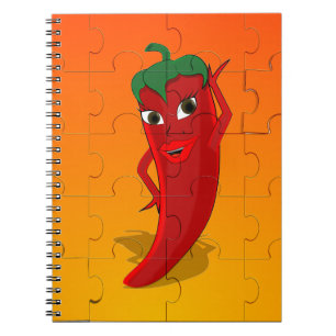 Red Pepper Diva Jigszle Puzzle Anteckningsbok Med Spiral