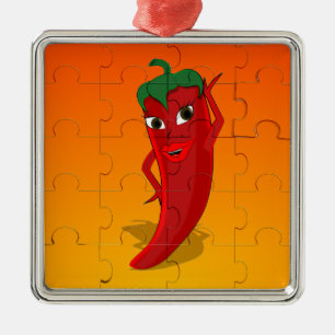Red Pepper Diva Jigszle Puzzle Julgransprydnad Metall