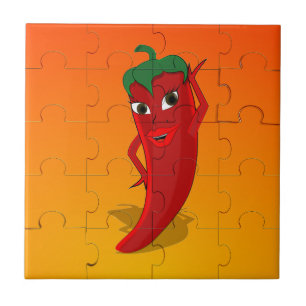 Red Pepper Diva Jigszle Puzzle Kakelplatta
