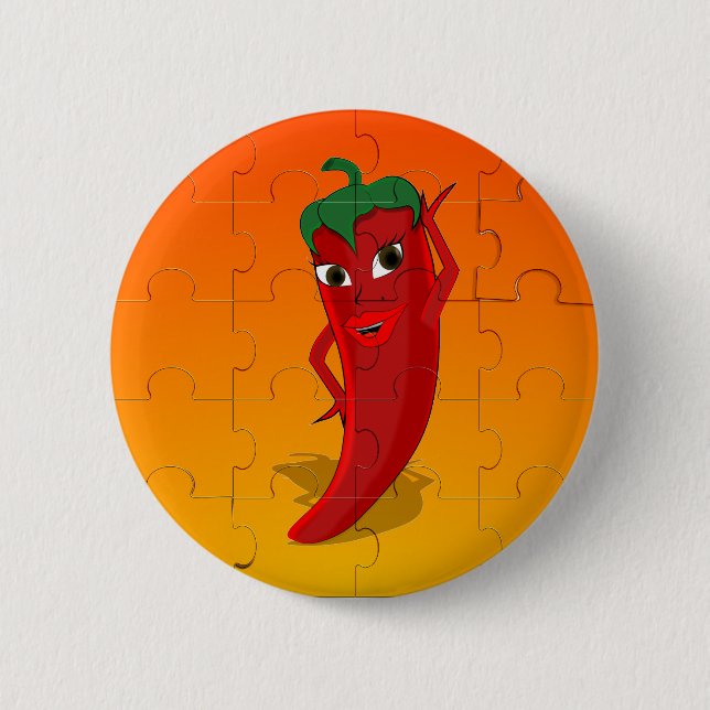 Red Pepper Diva Jigszle Puzzle Knapp (Framsida)
