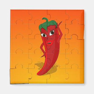 Red Pepper Diva Jigszle Puzzle Magnet