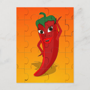 Red Pepper Diva Jigszle Puzzle Vykort