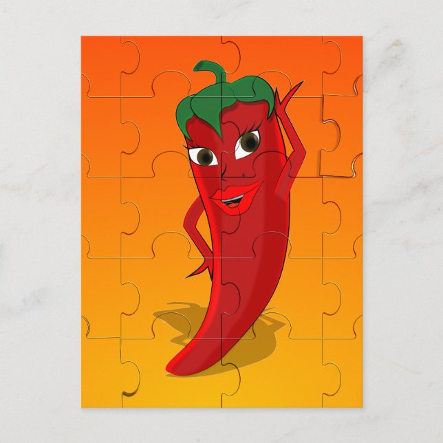 Red Pepper Diva Jigszle Puzzle Vykort (Framsida)