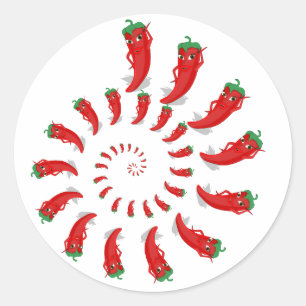 Red Pepper Diva Spiral Runt Klistermärke