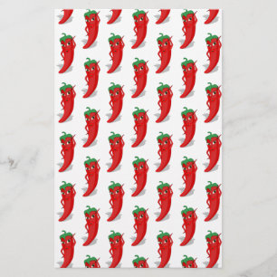 Red Pepper Diva Tecknad Mönster Brevpapper