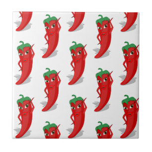 Red Pepper Diva Tecknad Mönster Kakelplatta