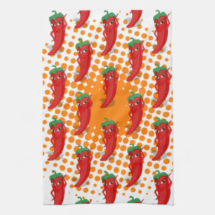 Red Pepper Diva Tecknad Mönster Kitchen Towel Kökshandduk