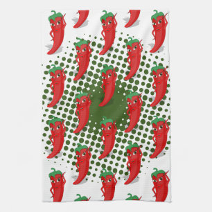 Red Pepper Diva Tecknad Mönster Kitchen Towel Kökshandduk