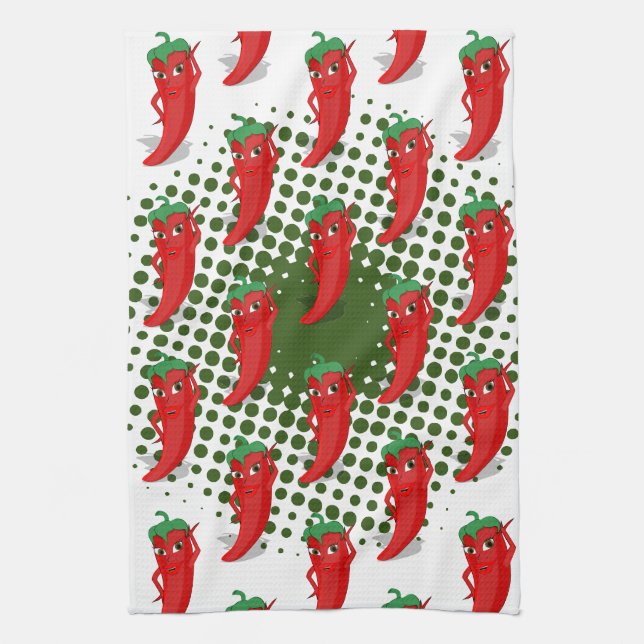 Red Pepper Diva Tecknad Mönster Kitchen Towel Kökshandduk (Vertikal)