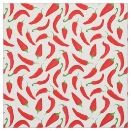 Red Pepper Mönster på White Tyg