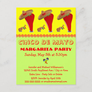 Red Pepper Sombrero Margarita Cinco De Mayo Party Inbjudningar