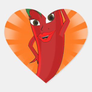 Red Pepper Superstar Hjärtformat Klistermärke