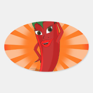 Red Pepper Superstar Ovalt Klistermärke