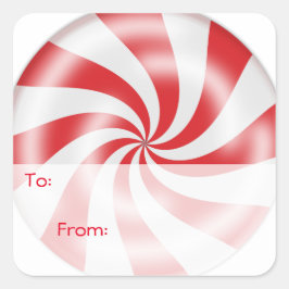 Red Peppermint Candy Gift-Märkre Fyrkantigt Klistermärke
