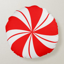 Red Peppermint Candy Julpillow Rund Kudde