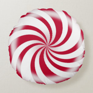 Red Peppermint Candy Swirl Helgdag Rund Kudde