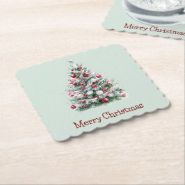 Red Peppermint Julgran Underlägg Papper