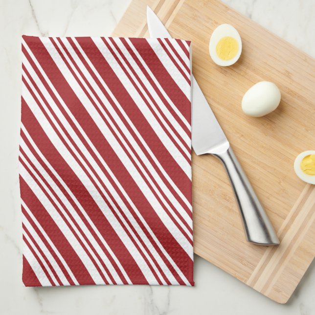 Red Peppermint Rand Kökshandduk (Vikt i Fjärdedel)